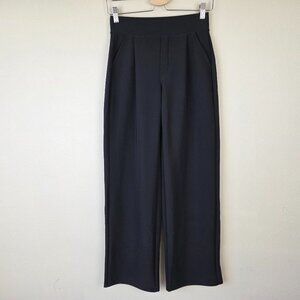 Indero Wide Leg Pull On Dress Pants Size S / M Black Office Athleisure Stretch